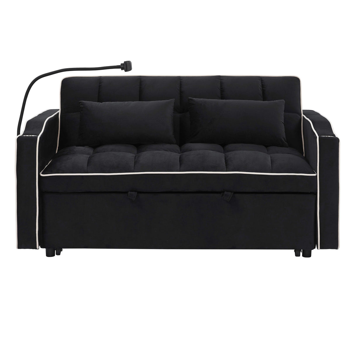 Fashionable Modern and Multi-functional Foldable Velvet Sofa Bed - Black