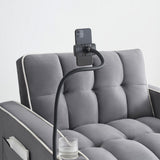Single-seater sofa bed, equipped with USB ports and a phone holder - Beige