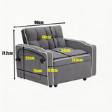 Single-seater sofa bed, equipped with USB ports and a phone holder - Beige