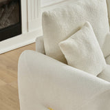 92-inch high-quality teddy fur fabric corner sofa - White