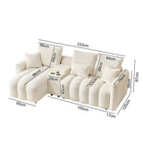 92-inch high-quality teddy fur fabric corner sofa - White