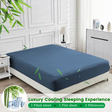 4 Piece Ultra Soft Bamboo Breathable Sheet Set -Hotel 2000TC Breathable Bed Sheets Set with 37 Centimetre Deep Pocket-Breathable Sheets for Hot Sleepers(Navy,King)