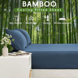 3 Piece Ultra Soft Bamboo Breathable Sheet Set -Hotel 2000TC Breathable Bed Sheets Set with 37 Centimetre Deep Pocket-Breathable Sheets for Hot Sleepers(Navy,King Single)