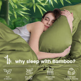 3 Piece Ultra Soft Bamboo Breathable Sheet Set -Hotel 2000TC Breathable Bed Sheets Set with 37 Centimetre Deep Pocket-Breathable Sheets for Hot Sleepers(Olive green,King Single)