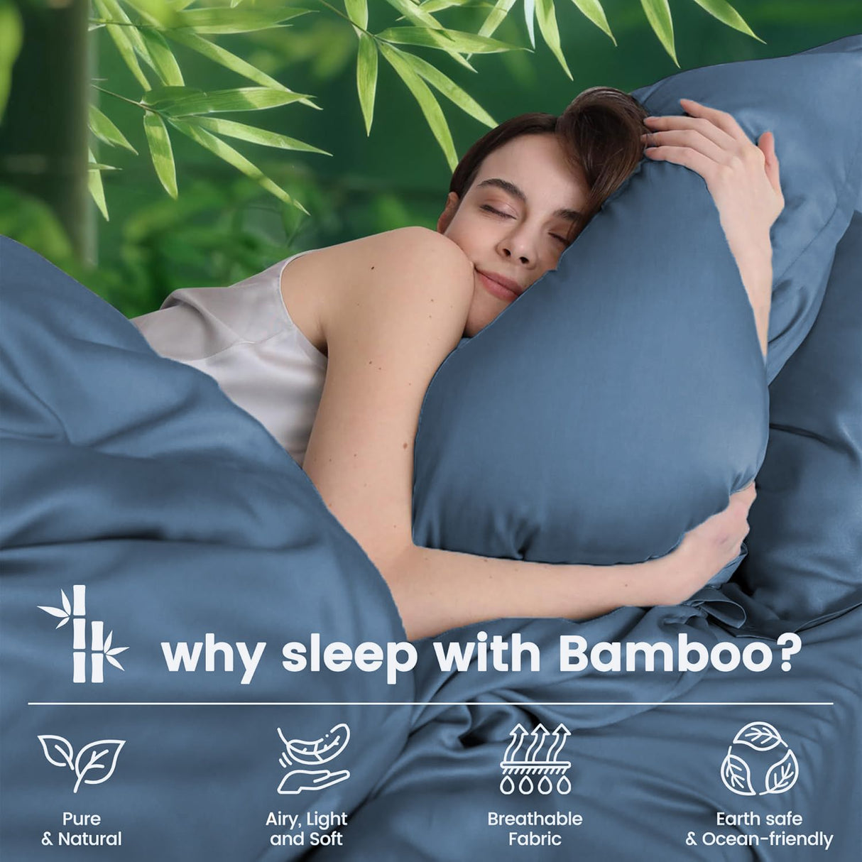 4 Piece Ultra Soft Bamboo Breathable Sheet Set -Hotel 2000TC Breathable Bed Sheets Set with 37 Centimetre Deep Pocket-Breathable Sheets for Hot Sleepers(Navy,Queen)