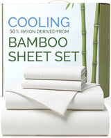 4 Piece Ultra Soft Bamboo Breathable Sheet Set -Hotel 2000TC Breathable Bed Sheets Set with 37 Centimetre Deep Pocket-Breathable Sheets for Hot Sleepers(White,Queen)