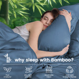 3 Piece Ultra Soft Bamboo Breathable Sheet Set -Hotel 2000TC Breathable Bed Sheets Set with 37 Centimetre Deep Pocket-Breathable Sheets for Hot Sleepers(Navy,Single)