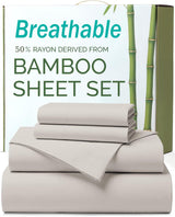 3 Piece Ultra Soft Bamboo Breathable Sheet Set -Hotel 2000TC Breathable Bed Sheets Set with 37 Centimetre Deep Pocket-Breathable Sheets for Hot Sleepers(Silver-gray,Single)