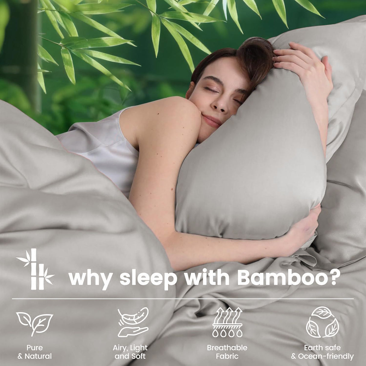 3 Piece Ultra Soft Bamboo Breathable Sheet Set -Hotel 2000TC Breathable Bed Sheets Set with 37 Centimetre Deep Pocket-Breathable Sheets for Hot Sleepers(Silver-gray,Single)