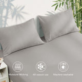 3 Piece Ultra Soft Bamboo Breathable Sheet Set -Hotel 2000TC Breathable Bed Sheets Set with 37 Centimetre Deep Pocket-Breathable Sheets for Hot Sleepers(Silver-gray,Single)