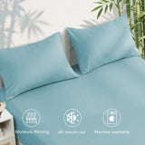 3 Piece Ultra Soft Bamboo Breathable Sheet Set -Hotel 2000TC Breathable Bed Sheets Set with 37 Centimetre Deep Pocket-Breathable Sheets for Hot Sleepers(Sky Blue,Single)