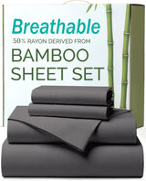 4 Piece Ultra Soft Bamboo Breathable Sheet Set -Hotel 2000TC Breathable Bed Sheets Set with 40 Centimetre Deep Pocket-Breathable Sheets for Hot Sleepers(Grey,Super King)