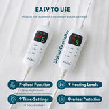 Electric Heated Mattress Pad Blanket with Dual Control & 9-Hour Auto Off & 9 Heat Settings, Preheat Functions, Overheat Protection, Machine Washable Fully Fitted Electric Sheet((Double)