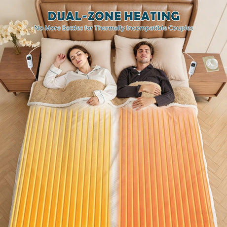 Electric Heated Mattress Pad Blanket with Dual Control & 9-Hour Auto Off & 9 Heat Settings, Preheat Functions, Overheat Protection, Machine Washable Fully Fitted Electric Sheet(King)