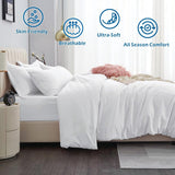 3 Piece Hotel Soft Microfiber Quilt Cover Set-2000TC Duvet/Donna Cover Set & Pillowcases -1 Quilt Cover Zipper Closure & 1 x Pillowcases-Breathable Bedding - Wrinkle, Fade, Stain Resistant(White,Double)