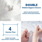 3 Piece Hotel Soft Microfiber Quilt Cover Set-2000TC Duvet/Donna Cover Set & Pillowcases -1 Quilt Cover Zipper Closure & 1 x Pillowcases-Breathable Bedding - Wrinkle, Fade, Stain Resistant(White,King)