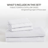 3 Piece Hotel Soft Microfiber Quilt Cover Set-2000TC Duvet/Donna Cover Set & Pillowcases -1 Quilt Cover Zipper Closure & 1 x Pillowcases-Breathable Bedding - Wrinkle, Fade, Stain Resistant(White,King)