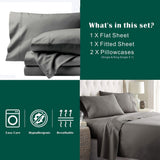 4 Piece Bed Sheet Set- Bedding Sheets & Pillowcases -Breathable Bedding - Wrinkle, Fade, Stain Resistant-Deep Pocket Flat Fitted Bed Sheet Set(Grey,King)