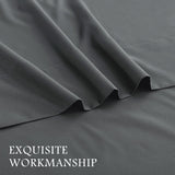 4 Piece Bed Sheet Set- Bedding Sheets & Pillowcases -Breathable Bedding - Wrinkle, Fade, Stain Resistant-Deep Pocket Flat Fitted Bed Sheet Set(Dark gray,King)