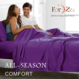 4 Piece Bed Sheet Set- Bedding Sheets & Pillowcases -Breathable Bedding - Wrinkle, Fade, Stain Resistant-Deep Pocket Flat Fitted Bed Sheet Set(Purple,King)