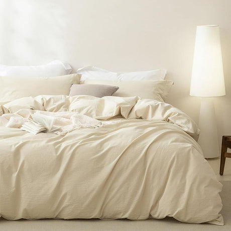 2 Piece Hotel Soft Microfiber Quilt Cover Set-2000TC Duvet/Donna Cover Set & Pillowcases -1 Quilt Cover Zipper Closure & 1 x Pillowcases-Breathable Bedding - Wrinkle, Fade, Stain Resistant(Cream White,King Single)