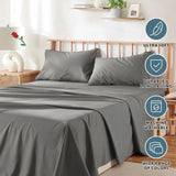 3 Piece Bed Sheet Set- Bedding Sheets & Pillowcases -Breathable Bedding - Wrinkle, Fade, Stain Resistant-Deep Pocket Flat Fitted Bed Sheet Set(Grey,King Single)