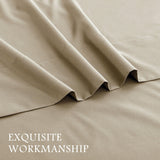 3 Piece Bed Sheet Set- Bedding Sheets & Pillowcases -Breathable Bedding - Wrinkle, Fade, Stain Resistant-Deep Pocket Flat Fitted Bed Sheet Set(Camel Beige,King Single)