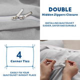 2 Piece Hotel Soft Microfiber Quilt Cover Set-2000TC Duvet/Donna Cover Set & Pillowcases -1 Quilt Cover Zipper Closure & 1 x Pillowcases-Breathable Bedding - Wrinkle, Fade, Stain Resistant(Silver-gray,Single)