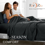 4 Piece Bed Sheet Set- Bedding Sheets & Pillowcases -Breathable Bedding - Wrinkle, Fade, Stain Resistant-Deep Pocket Flat Fitted Bed Sheet Set(Black,Super King)
