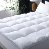 1000GSM Mattress Topper Viscose Derived from Bamboo, Thick Pillowtop Fitted Mattress Cover with 45cm Deep Skirt - Machine Washable Hypoallergenic(Double,Black)