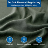 4 Piece Hotel Bamboo Cooling Sheet Set -Ultra Soft 2000TC Breathable Bed Sheets Set with 37 Centimetre Deep Pocket-Cooling Sheets for Hot Sleepers(Olive green,Queen)