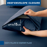 4 Piece Hotel Bamboo Cooling Sheet Set -Ultra Soft 2000TC Breathable Bed Sheets Set with 37 Centimetre Deep Pocket-Cooling Sheets for Hot Sleepers(Navy,Queen)