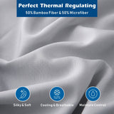 4 Piece Hotel Bamboo Cooling Sheet Set -Ultra Soft 2000TC Breathable Bed Sheets Set with 37 Centimetre Deep Pocket-Cooling Sheets for Hot Sleepers(Silver-gray,Queen)