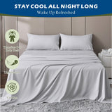 3 Piece Hotel Bamboo Cooling Sheet Set -Ultra Soft 2000TC Breathable Bed Sheets Set with 37 Centimetre Deep Pocket-Cooling Sheets for Hot Sleepers(Silver-gray,Single)