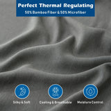 4 Piece Hotel Bamboo Cooling Sheet Set -Ultra Soft 2000TC Breathable Bed Sheets Set with 37 Centimetre Deep Pocket-Cooling Sheets for Hot Sleepers(Grey,Super King)
