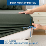 4 Piece Hotel Bamboo Cooling Sheet Set -Ultra Soft 2000TC Breathable Bed Sheets Set with 37 Centimetre Deep Pocket-Cooling Sheets for Hot Sleepers(Olive green,Super King)