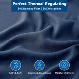 4 Piece Hotel Bamboo Cooling Sheet Set -Ultra Soft 2000TC Breathable Bed Sheets Set with 37 Centimetre Deep Pocket-Cooling Sheets for Hot Sleepers(Navy,Super King)