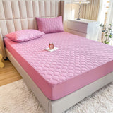 Waterproof Quilted Fitted Sheet Solid Color Toddler Red bean paste A pair of pillowcases