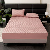 Waterproof Quilted Fitted Sheet Solid Color Toddler Red bean paste A pair of pillowcases