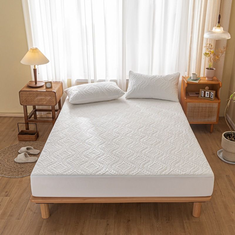 Waterproof Quilted Fitted Sheet Solid Color Toddler Phoenix pattern white 1.8*2.2m single fitted sheet