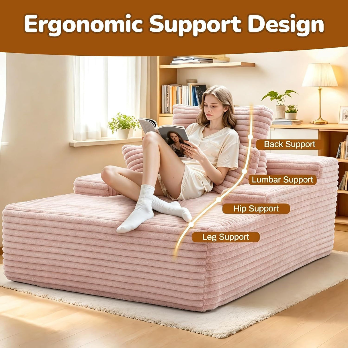 Sofa Bed Single Faux Fur Corduroy Sleeper Chair | 3 Pillows,Deep Seat,High-Density Foam Spring-Filled Boneless Cloud Couch Sofa for Apartment Living Room, Bedroom, No Assembly