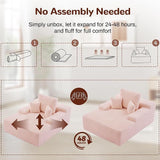 Sofa Bed Single Faux Fur Corduroy Sleeper Chair | 3 Pillows,Deep Seat,High-Density Foam Spring-Filled Boneless Cloud Couch Sofa for Apartment Living Room, Bedroom, No Assembly