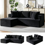 Couch Modular Sectional 3 Seater Sofa L-Shaped Black,81" Boneless Sofa Bed, Deep Seat and Side Pockets,Breathable Cheneille, High Density Pure Sponge,No Assembly Needed