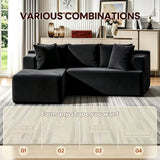 Couch Modular Sectional 3 Seater Sofa L-Shaped Black,81" Boneless Sofa Bed, Deep Seat and Side Pockets,Breathable Cheneille, High Density Pure Sponge,No Assembly Needed