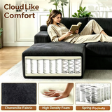 Couch Modular Sectional 3 Seater Sofa L-Shaped Black,81" Boneless Sofa Bed, Deep Seat and Side Pockets,Breathable Cheneille, High Density Pure Sponge,No Assembly Needed