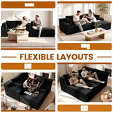 Couch Modular Sectional 3 Seater Sofa L-Shaped Black,81" Boneless Sofa Bed, Deep Seat and Side Pockets,Breathable Cheneille, High Density Pure Sponge,No Assembly Needed