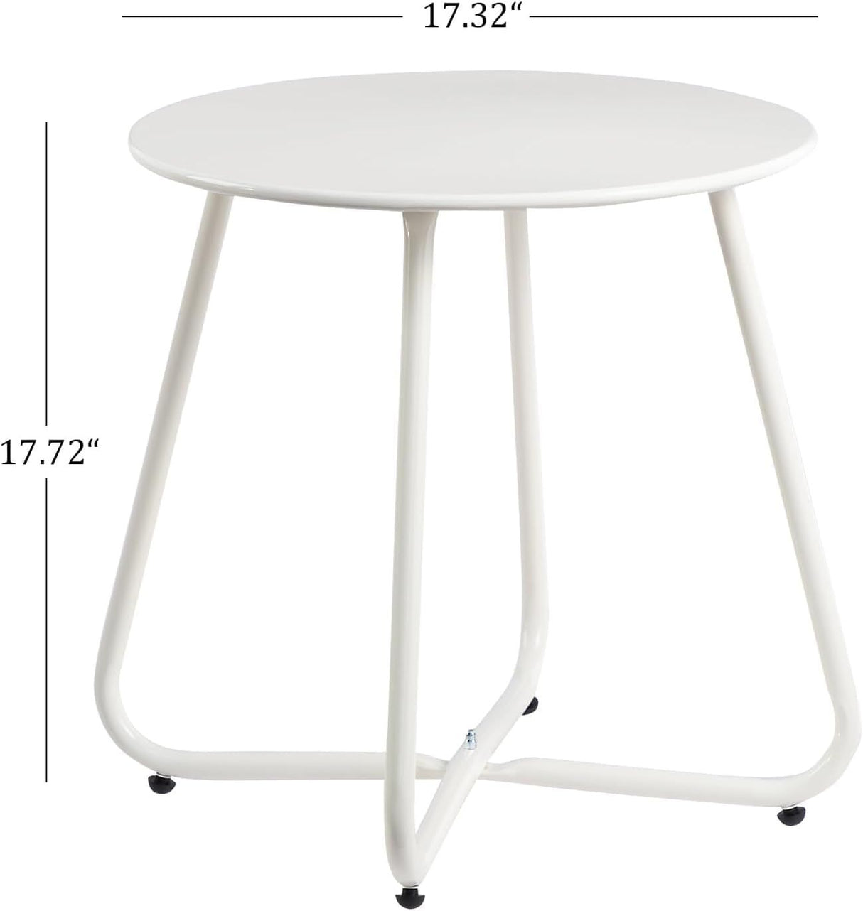 Metal Outdoor Side Table – Round Patio Table, Rust-Resistant Small End Coffee Table for Balcony, Garden, Porch, Living Room & Bedroom – Portable Accent Table for Indoor Outdoor Use, White