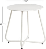 Metal Outdoor Side Table – Round Patio Table, Rust-Resistant Small End Coffee Table for Balcony, Garden, Porch, Living Room & Bedroom – Portable Accent Table for Indoor Outdoor Use, White