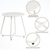 Metal Outdoor Side Table – Round Patio Table, Rust-Resistant Small End Coffee Table for Balcony, Garden, Porch, Living Room & Bedroom – Portable Accent Table for Indoor Outdoor Use, White