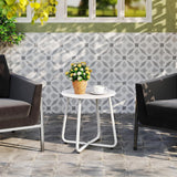 Metal Outdoor Side Table – Round Patio Table, Rust-Resistant Small End Coffee Table for Balcony, Garden, Porch, Living Room & Bedroom – Portable Accent Table for Indoor Outdoor Use, White
